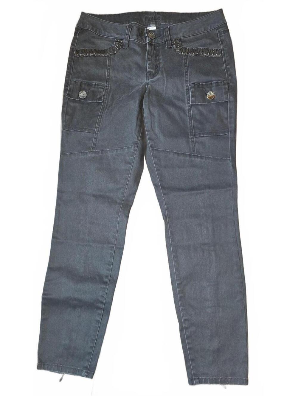 Cache Black Cotton Blend Cargo Pants with Zipper Ankles Size 6